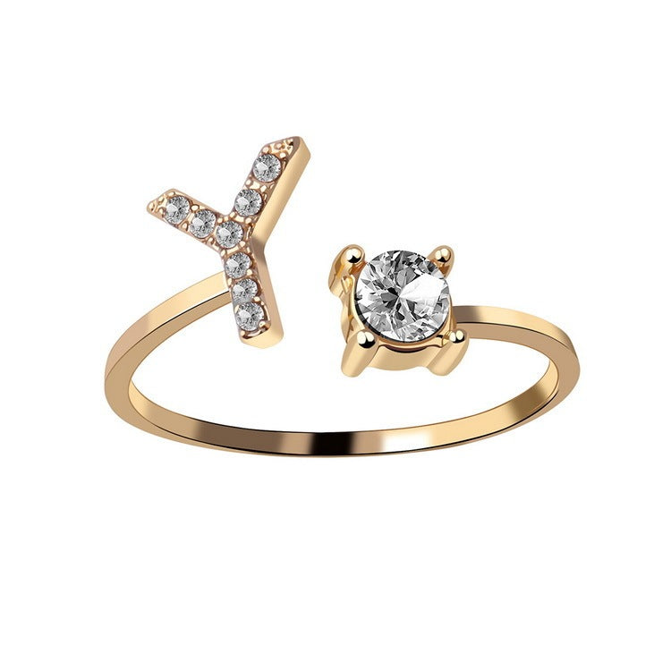 New Design Adjustable 26 Initial Letter Ring Fashion Jewelry For Women Simple Elegant Jewelry El Pazar