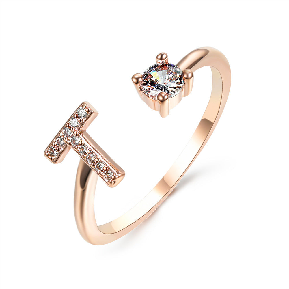 New Design Adjustable 26 Initial Letter Ring Fashion Jewelry For Women Simple Elegant Jewelry El Pazar