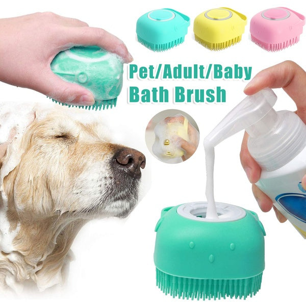 Silicone Dog Bath Massage Gloves Brush Pet Cat Bathroom Cleaning Tool Comb Brush For Dog Can Pour Shampoo Dog Grooming Supplies El Pazar