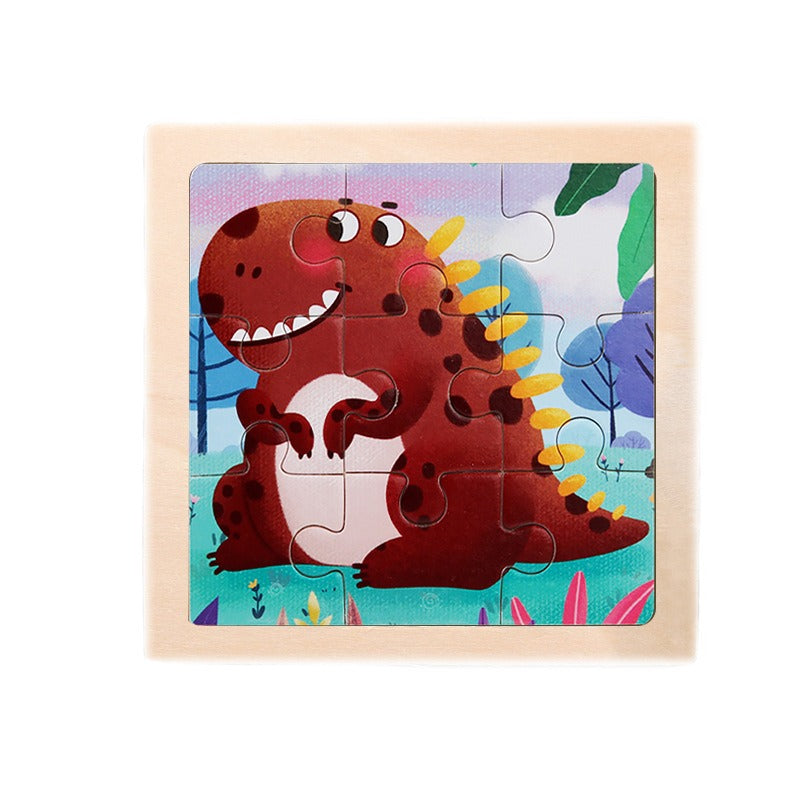 9 Pieces Of Wooden Children's Puzzle Toys Early Childhood Educational Cartoon Animal Transportation Cognitive Puzzle Board eprolo