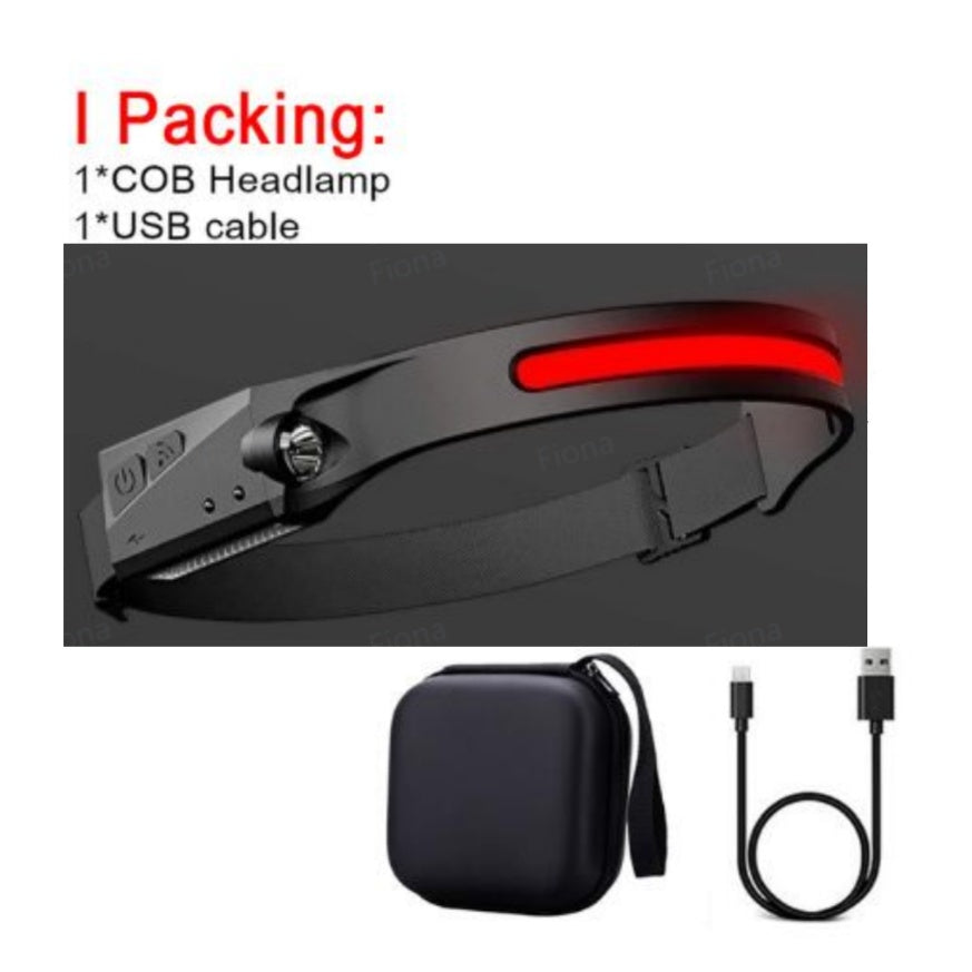 COB LED Induction Riding Headlamp Flashlight USB Rechargeable Waterproof Camping Headlight With All Perspectives Hunting Light El Pazar