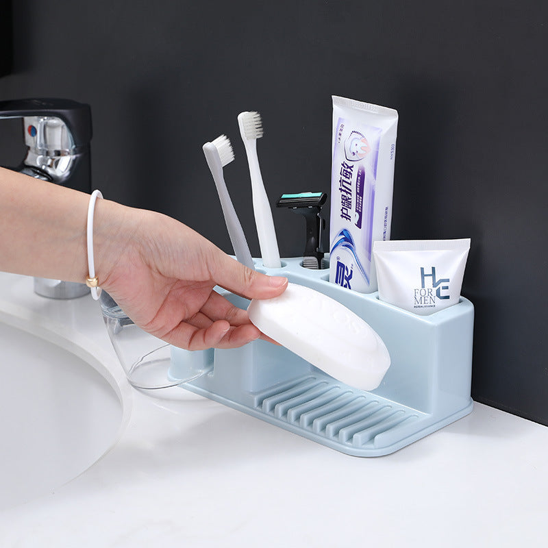 Toilet Toothbrush Rack Free Punch Brushing Cup Mouthwash Cup Holder Toothbrush Toothpaste Rack Toothware Storage Rack eprolo