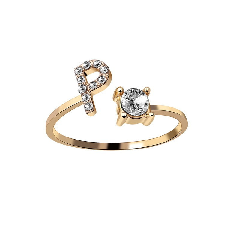 New Design Adjustable 26 Initial Letter Ring Fashion Jewelry For Women Simple Elegant Jewelry El Pazar