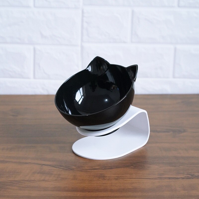 Non Slip Double Cat Bowl With Raised Stand Pet Food Cat Feeder Protect Cervical Vertebra Dog Bowl Transparent Pet Products El Pazar