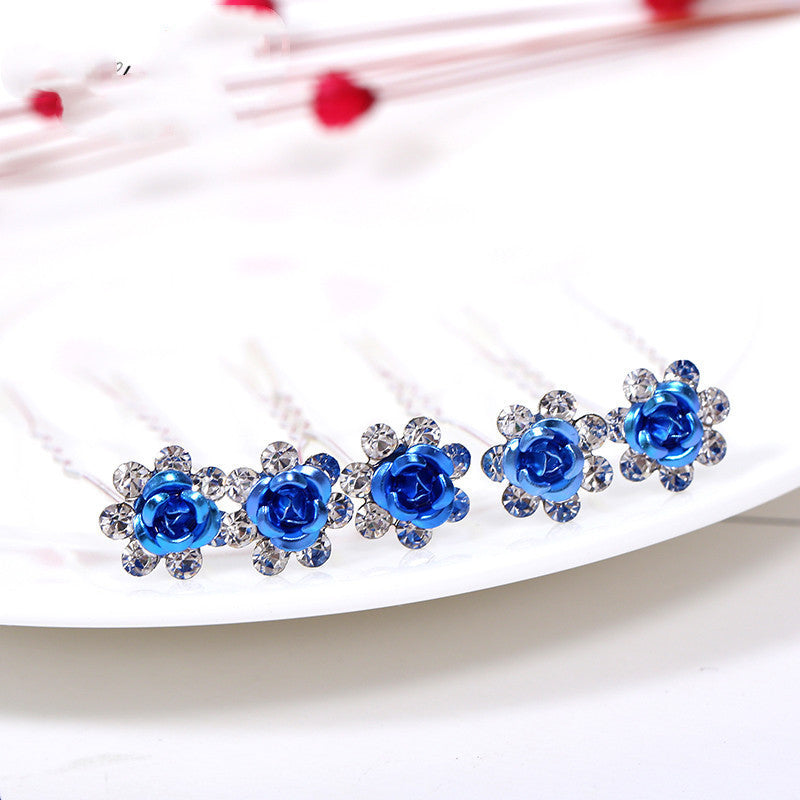 Alloy Rhinestone Tuck Comb Rose Diamond Hair Comb Stylish Hair Accessories Accessories El Pazar