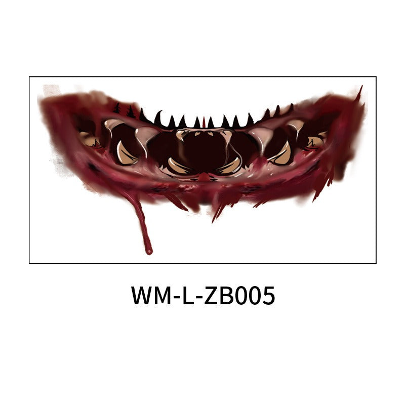 Halloween Mouth Tattoo Party Horror Scary Lips DIY Decoration Big mouth eprolo