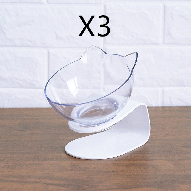 Non Slip Double Cat Bowl With Raised Stand Pet Food Cat Feeder Protect Cervical Vertebra Dog Bowl Transparent Pet Products El Pazar
