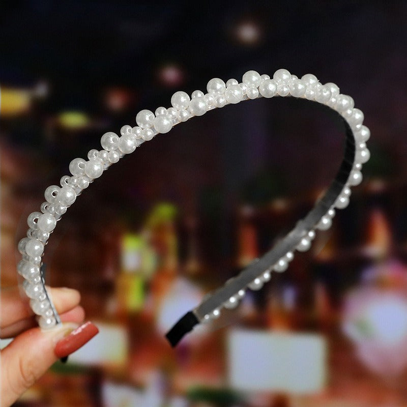 Bride's Hair Accessories Women's Handwoven Knotty Pearl Headband Japanese Korean Headdress Bow Hair Clip Crown Headband eprolo