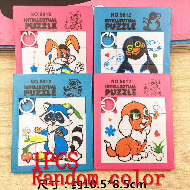 90s Classic Toys Plastic Slide Puzzles Cartoon Animals Panda Tiger Fox Square Mobile Puzzle Jigsaw Educational Toy For Kids Gift eprolo