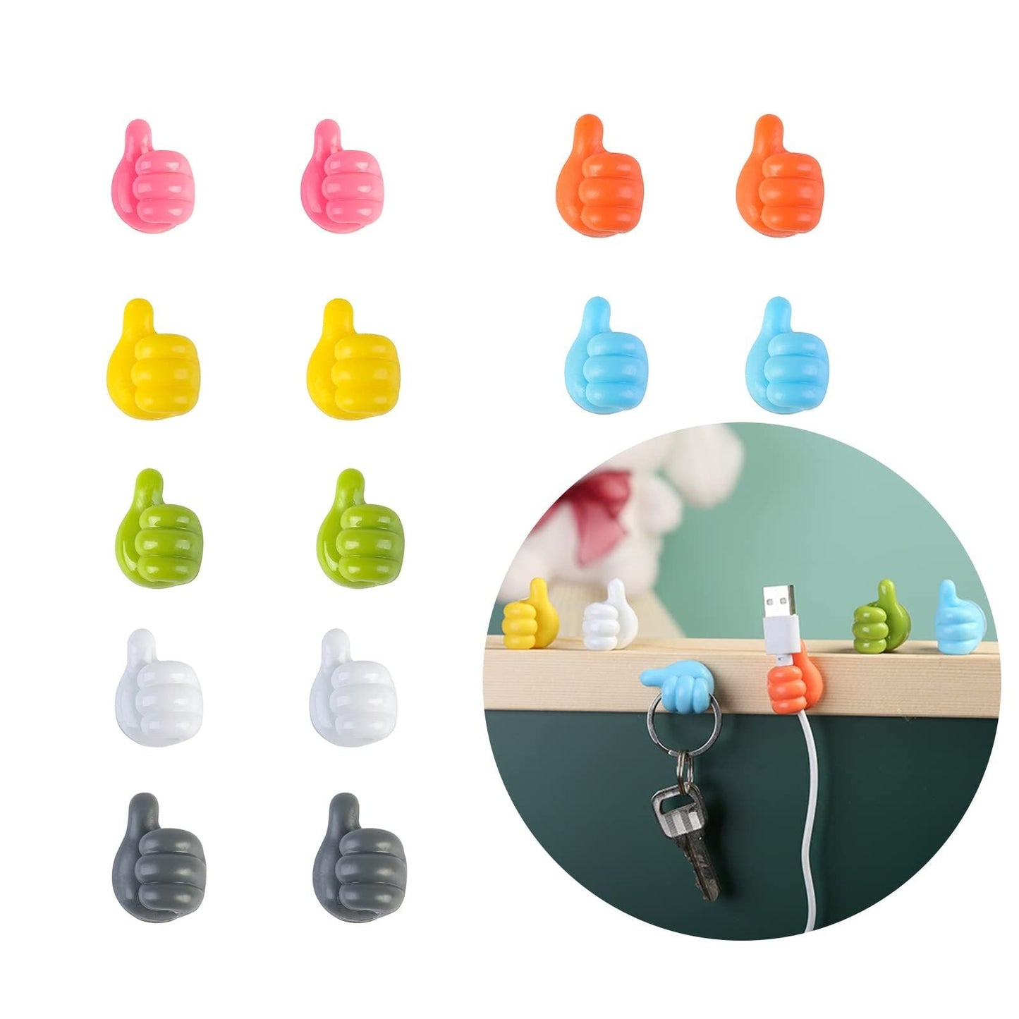 Multifunctional Clip Holder Thumb Hooks Wire Organizer Wall Hooks Hanger Strong Wall Storage Holder For Kitchen Bathroom El Pazar