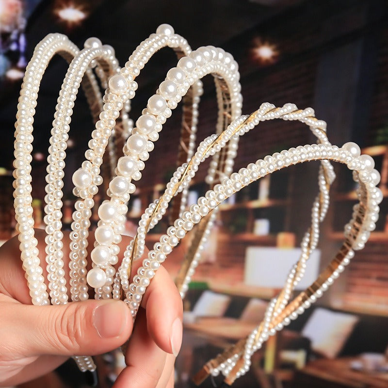 Bride's Hair Accessories Women's Handwoven Knotty Pearl Headband Japanese Korean Headdress Bow Hair Clip Crown Headband eprolo