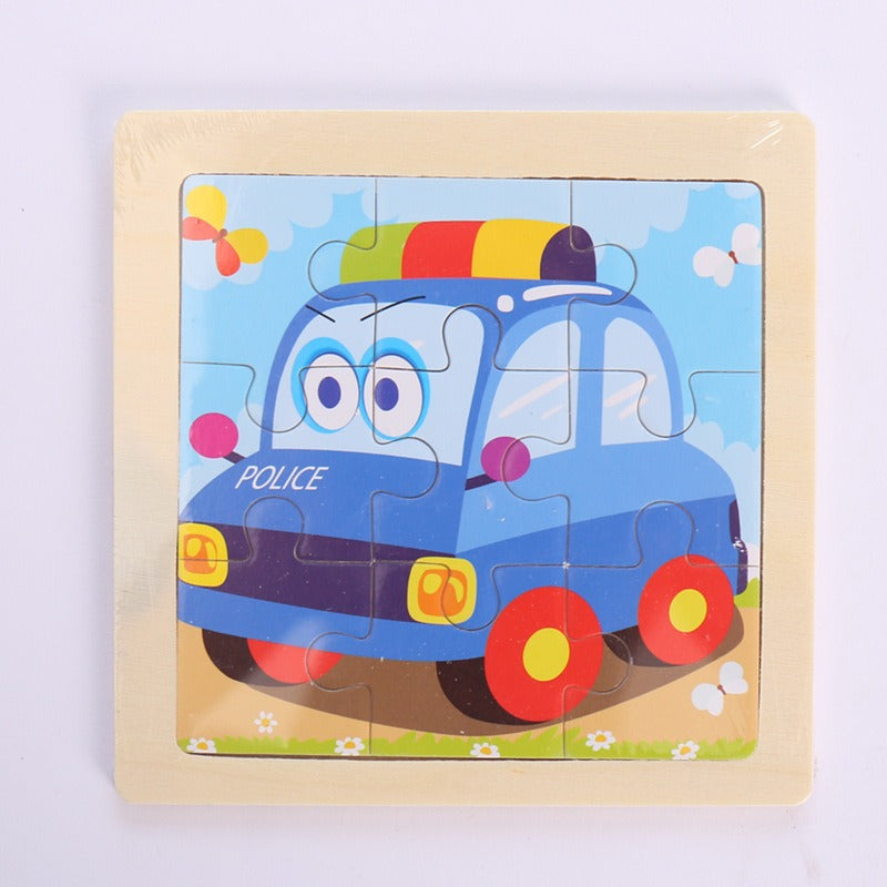 9 Pieces Of Wooden Children's Puzzle Toys Early Childhood Educational Cartoon Animal Transportation Cognitive Puzzle Board eprolo