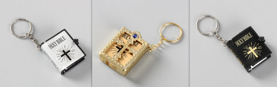 Mini HOLY Bible Keychain Religious Christian Jesus Cross Key Chain Women Prayer God Bless Gift Souvenirs Keyring El Pazar