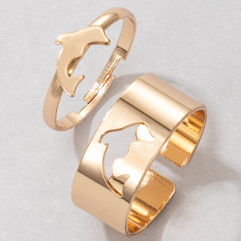 Butterfly Ring Set Creative Hollow Ins Personality Punk Style Couple Ring Pair Ring El Pazar