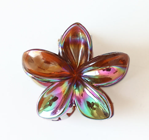 Mini 4CM Plumeria Rubra Grip Electroplated AB Color Bauhinia Barrettes El Pazar