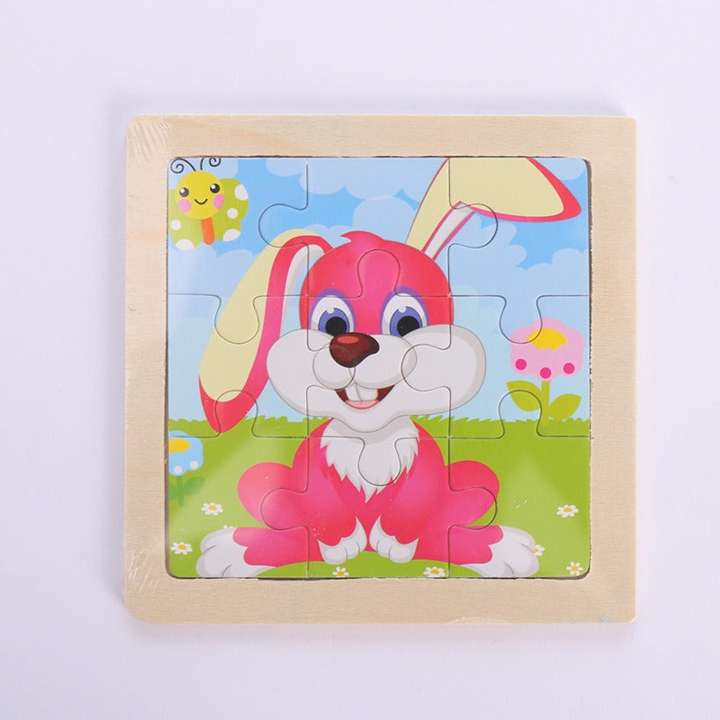 9 Pieces Of Wooden Children's Puzzle Toys Early Childhood Educational Cartoon Animal Transportation Cognitive Puzzle Board eprolo