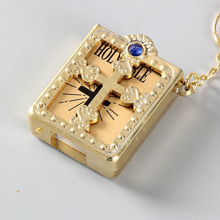 Mini HOLY Bible Keychain Religious Christian Jesus Cross Key Chain Women Prayer God Bless Gift Souvenirs Keyring El Pazar