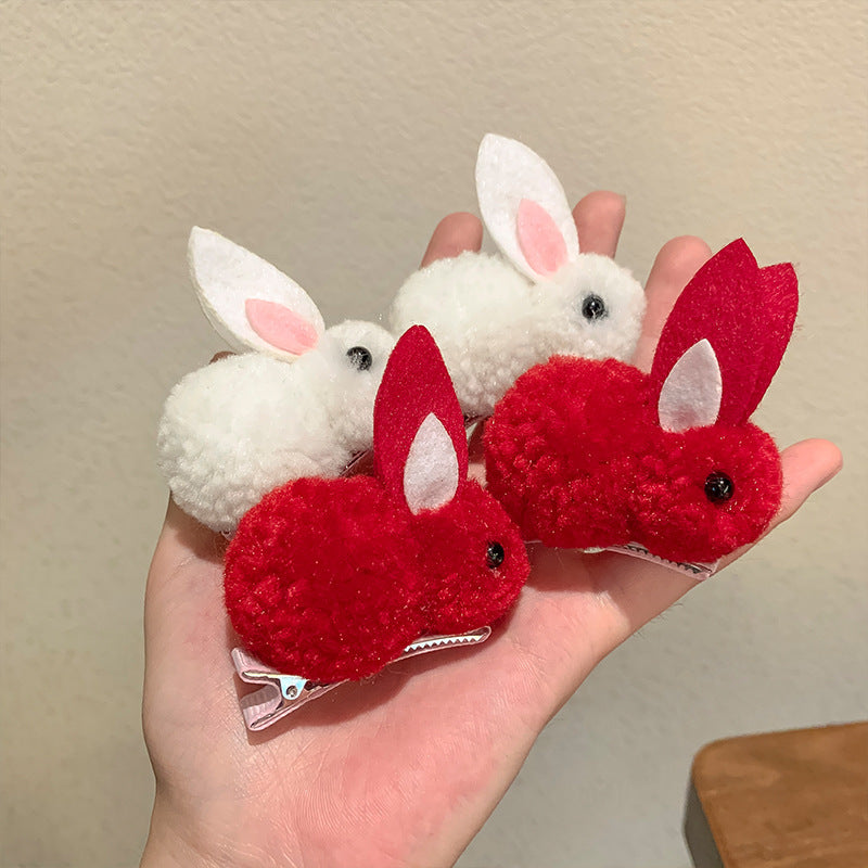Cute Bunny Three-dimensional Barrettes Children's Plush Clip El Pazar
