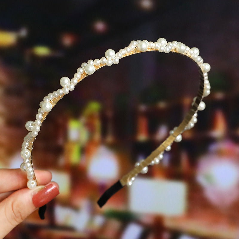 Bride's Hair Accessories Women's Handwoven Knotty Pearl Headband Japanese Korean Headdress Bow Hair Clip Crown Headband eprolo