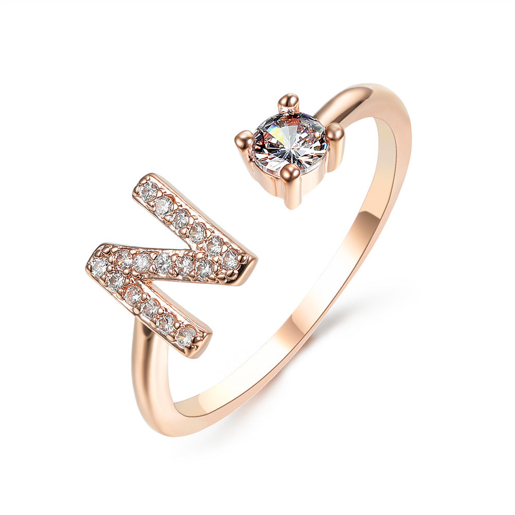 New Design Adjustable 26 Initial Letter Ring Fashion Jewelry For Women Simple Elegant Jewelry El Pazar