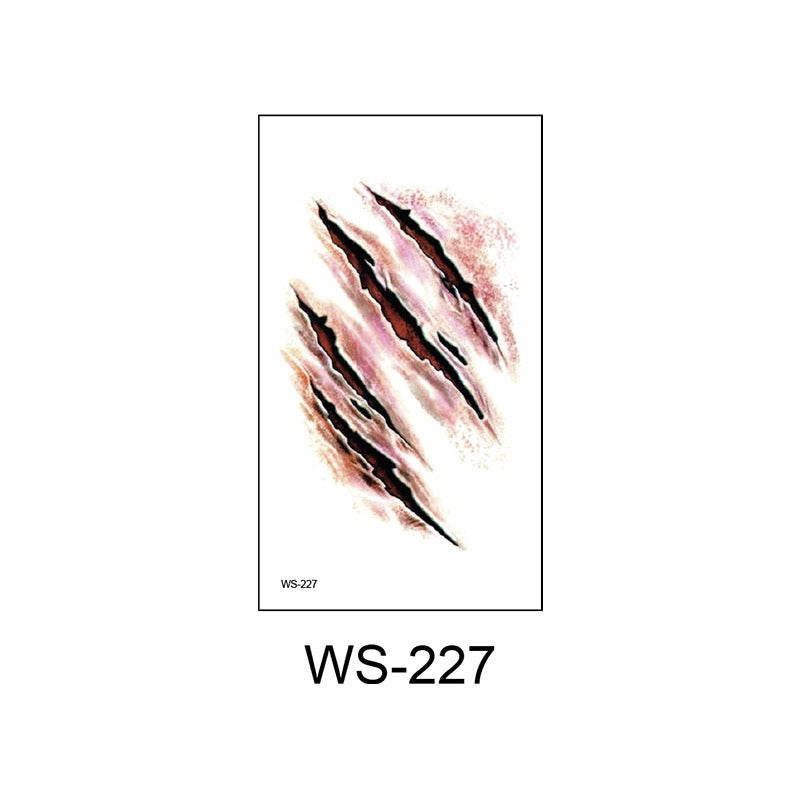 Waterproof Halloween horror wound scar face disposable temporary tattoo scar tattoo sticker eprolo