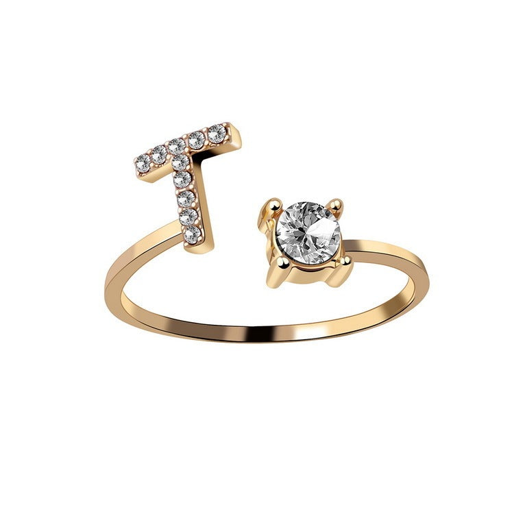 New Design Adjustable 26 Initial Letter Ring Fashion Jewelry For Women Simple Elegant Jewelry El Pazar