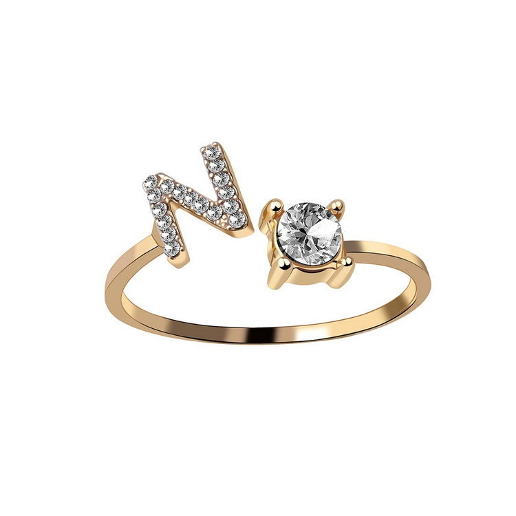 New Design Adjustable 26 Initial Letter Ring Fashion Jewelry For Women Simple Elegant Jewelry El Pazar
