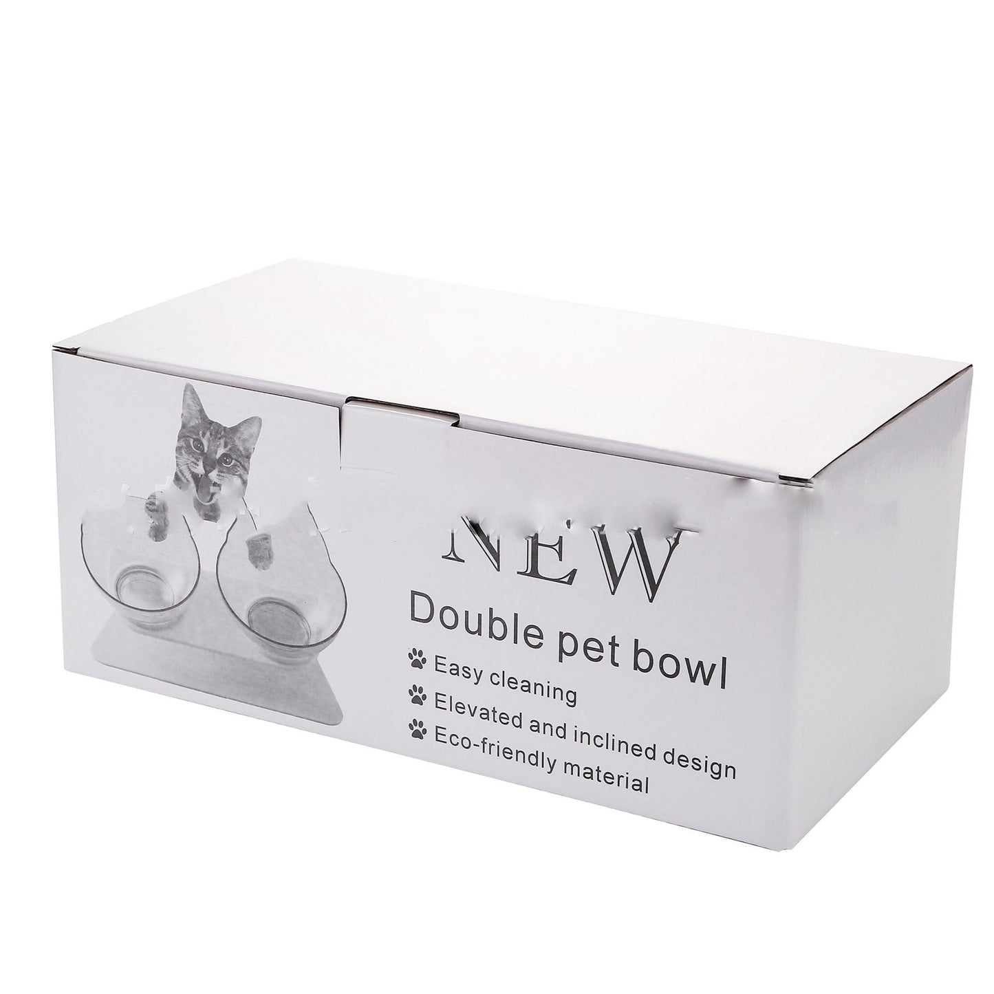Non Slip Double Cat Bowl With Raised Stand Pet Food Cat Feeder Protect Cervical Vertebra Dog Bowl Transparent Pet Products El Pazar