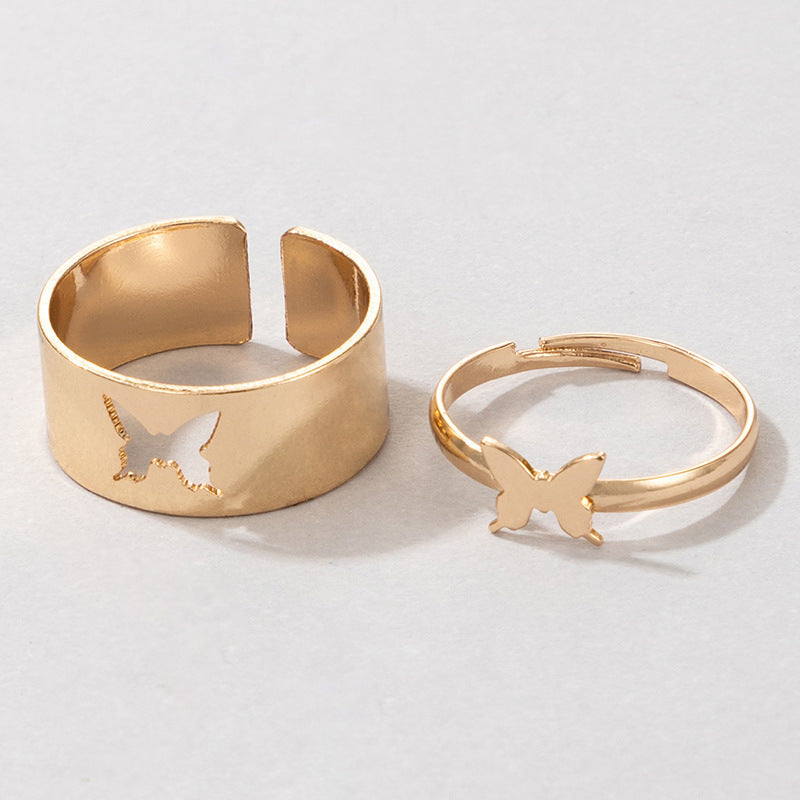 Butterfly Ring Set Creative Hollow Ins Personality Punk Style Couple Ring Pair Ring El Pazar