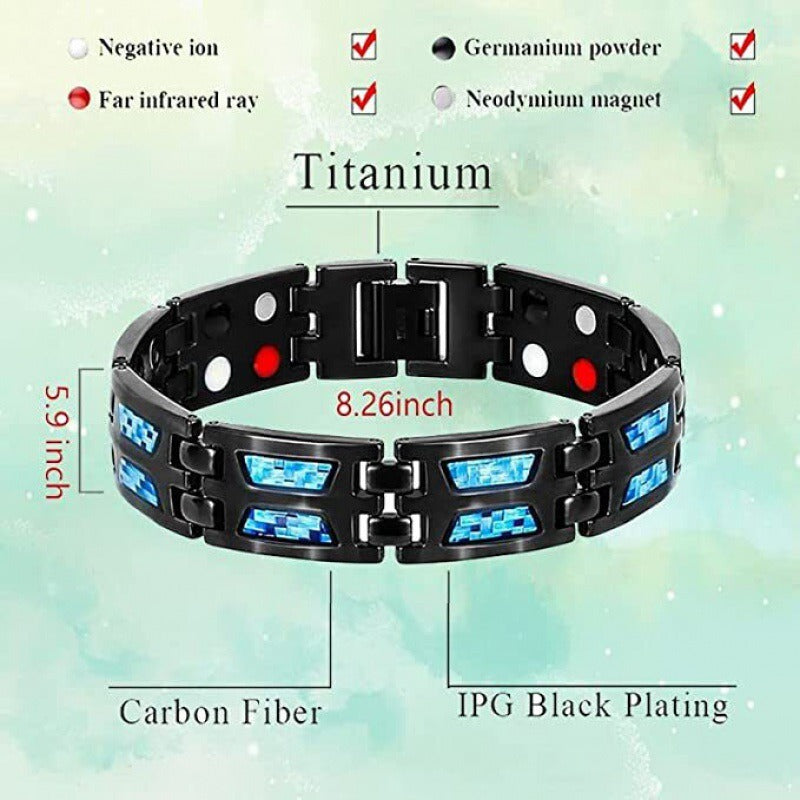 New Carbon Fiber Wide Version Magnet Men's Bracelet Fashion Titanium Steel Magnetic Health Care Bracelet eprolo