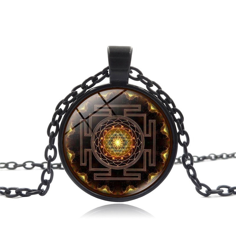 Sacred Sri Lankan Yantra Necklace for Women Versatile Time Gemstone Pendant Retro Sweater Chain eprolo