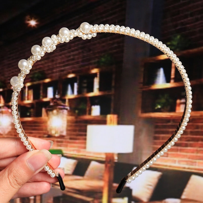 Bride's Hair Accessories Women's Handwoven Knotty Pearl Headband Japanese Korean Headdress Bow Hair Clip Crown Headband eprolo