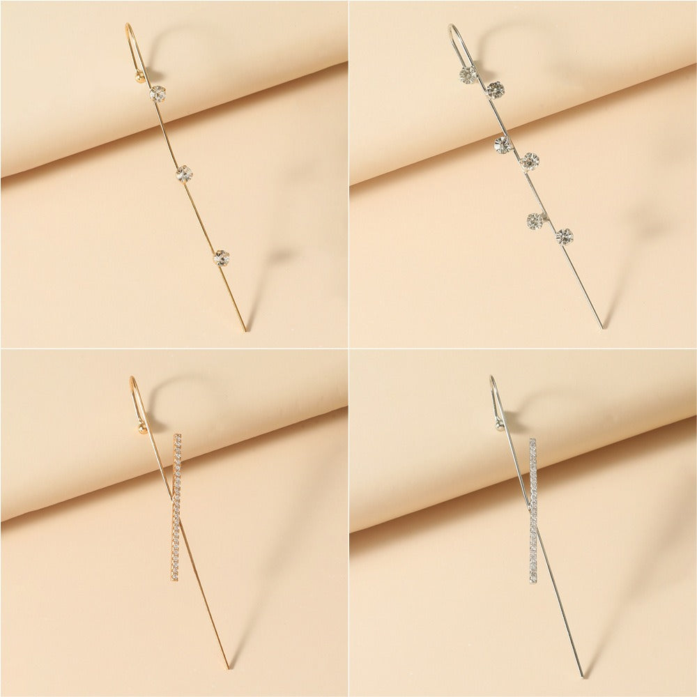 Personalized and minimalist piercing ear needles for women, lightning leaves, earlobe style diagonal earrings eprolo
