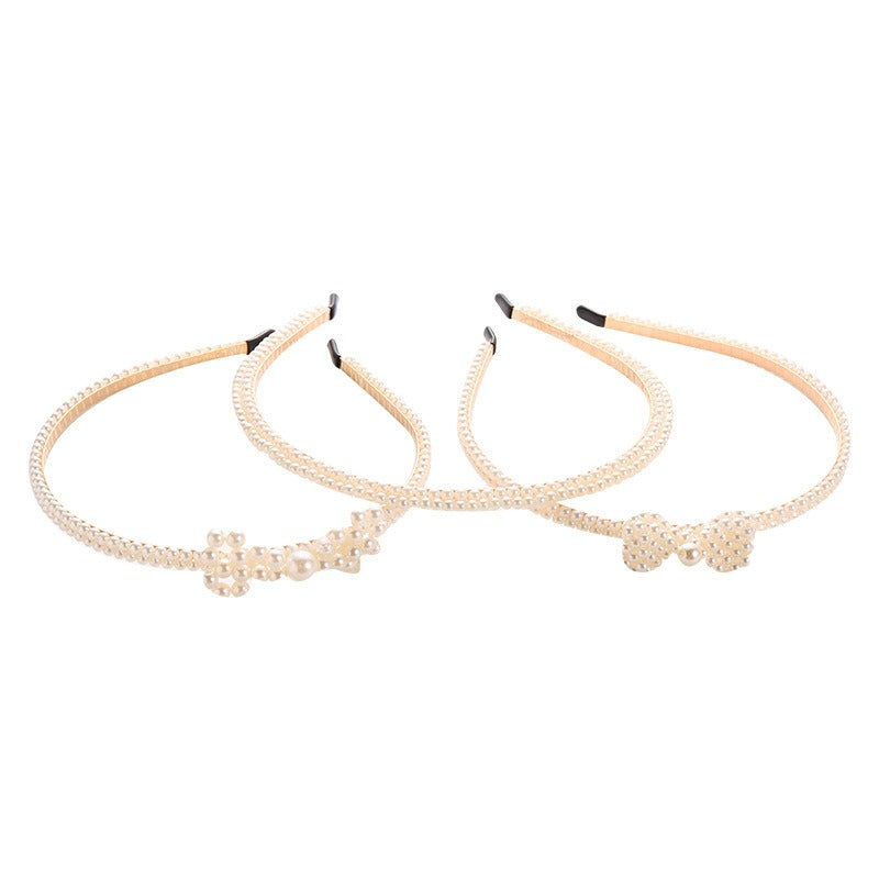 Bride's Hair Accessories Women's Handwoven Knotty Pearl Headband Japanese Korean Headdress Bow Hair Clip Crown Headband eprolo