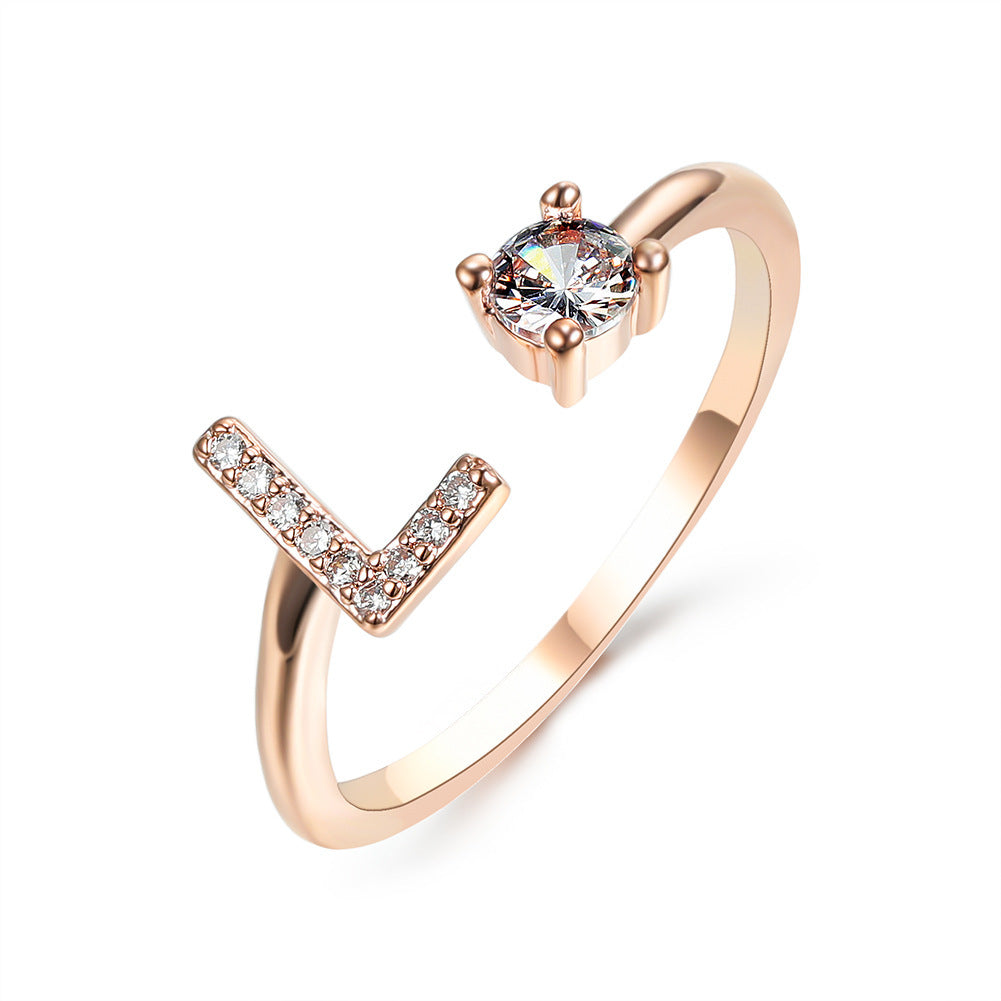 New Design Adjustable 26 Initial Letter Ring Fashion Jewelry For Women Simple Elegant Jewelry El Pazar
