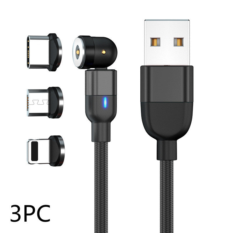 Data Cable 540 Degree Blind Suction Round Magnetic Charging Cable Three-in-one Bent Magnetic Cable El Pazar