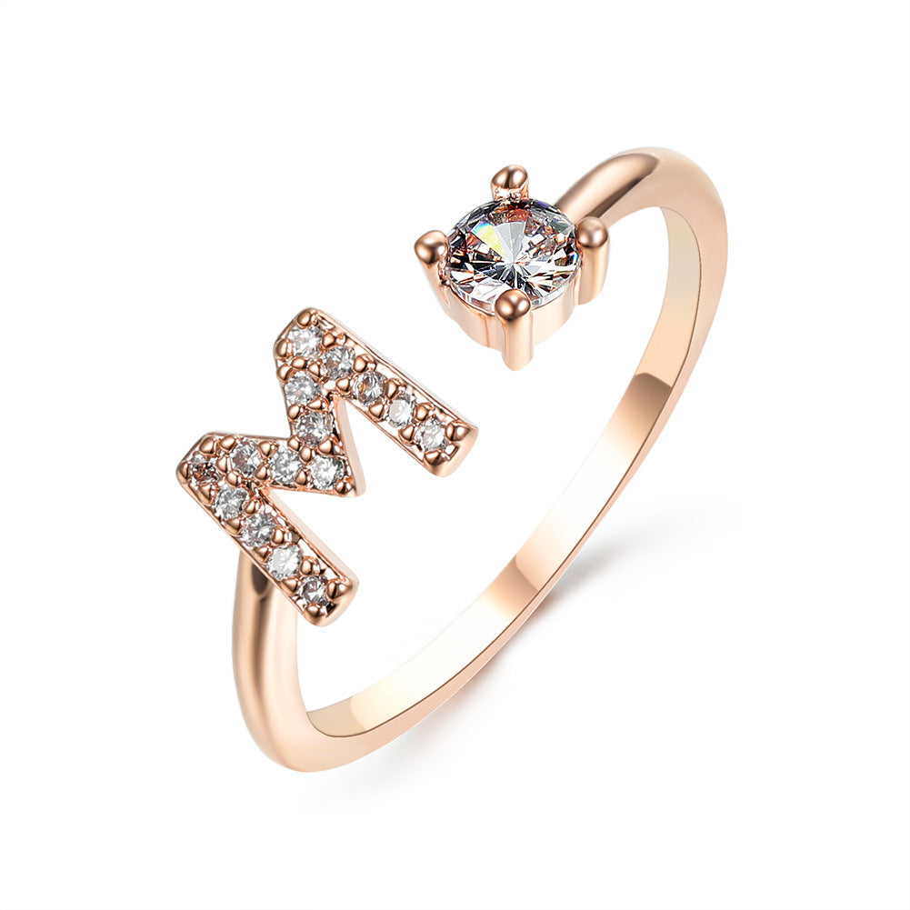 New Design Adjustable 26 Initial Letter Ring Fashion Jewelry For Women Simple Elegant Jewelry El Pazar