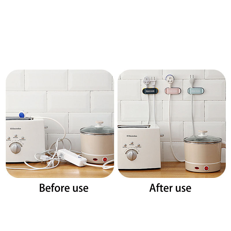 Creative Home Plug Sticky Hook Fixer Hanging Hook Wire Fixer Wire Hanging Storage Free Punching Fixed Clip Wire Organizer eprolo