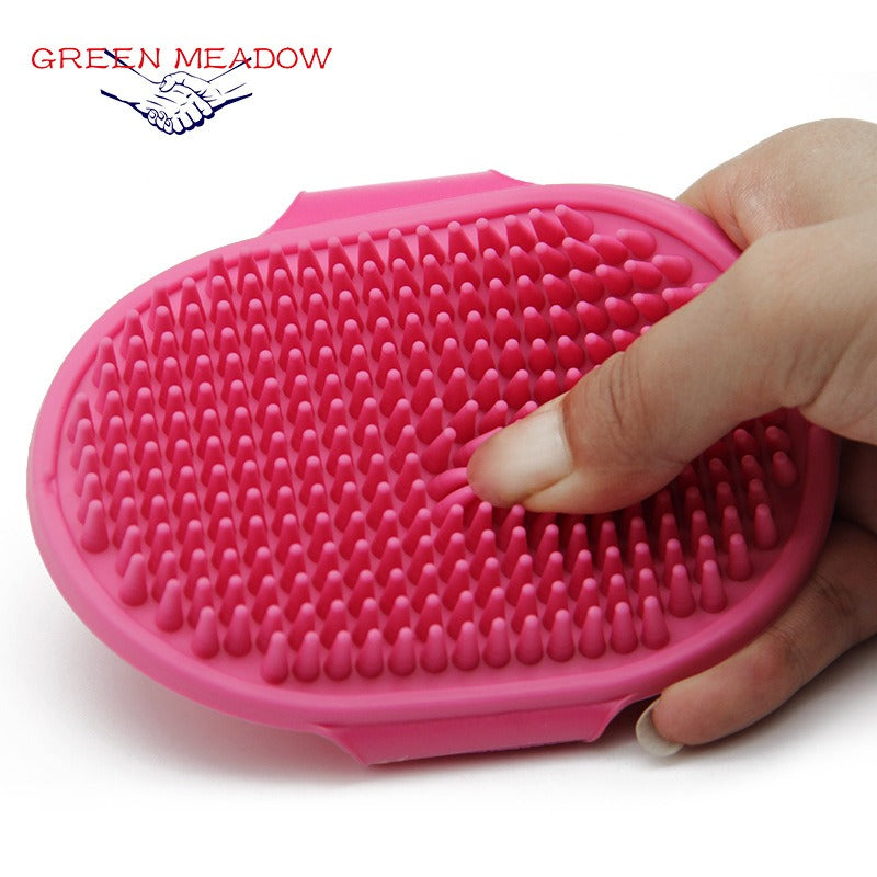 Silicone Pet Grooming Brush for Bathing Massage Brush Rubber Shampoo Comb with Adjustable Ring eprolo