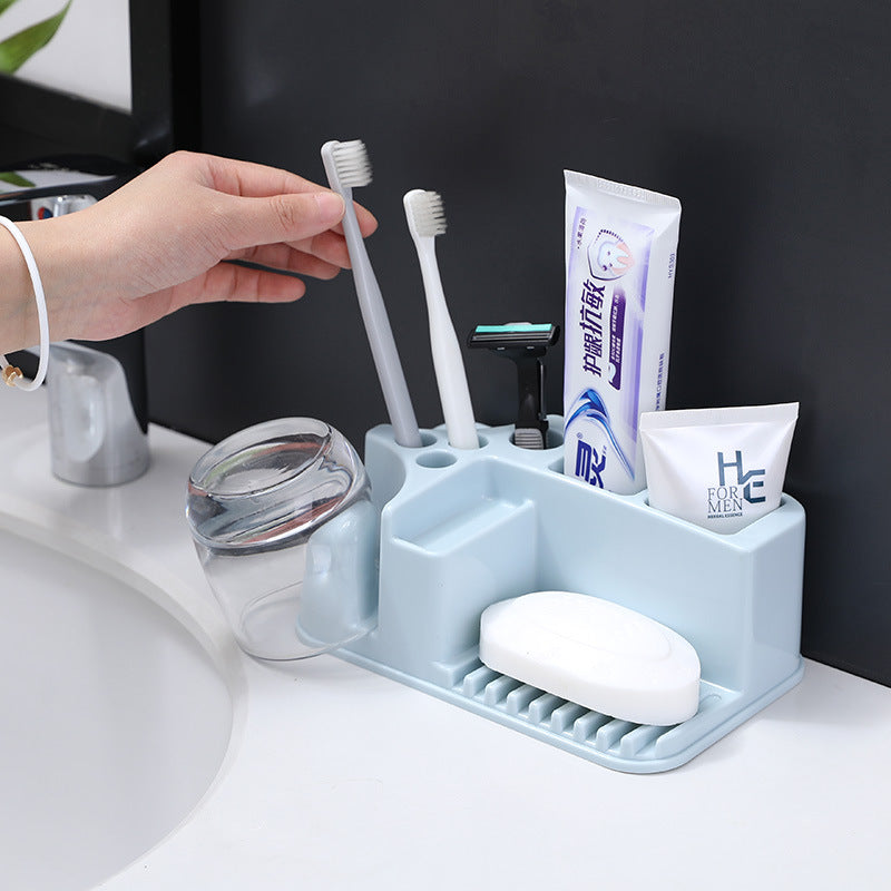 Toilet Toothbrush Rack Free Punch Brushing Cup Mouthwash Cup Holder Toothbrush Toothpaste Rack Toothware Storage Rack eprolo