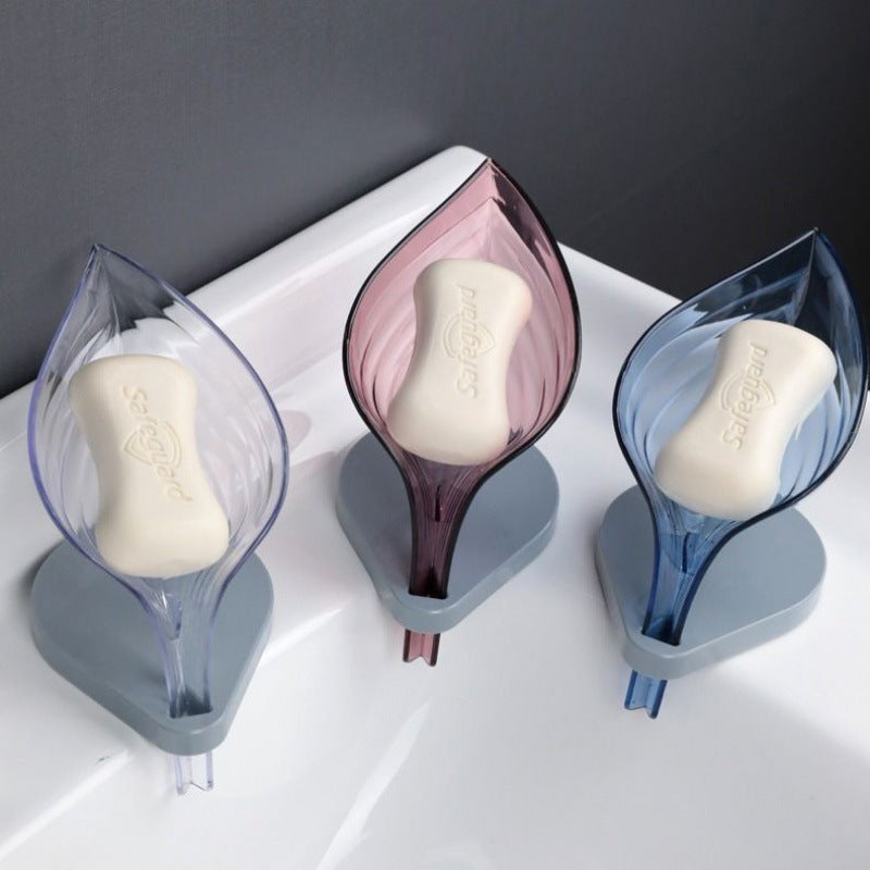 Punch-Free Leaf Soap Box Bathroom Creative Suction Cup Soap Box Drain Storage Soap Box Rack Leaf Laundry Soap Box eprolo