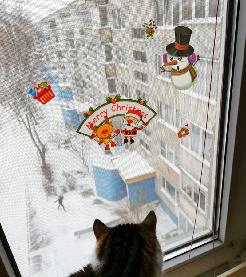 Christmas Window Sticker Santa Claus/Snowman/Elk Glass Sticker Xmas Christmas Decorations for Home Natal New Year Gift Noel eprolo