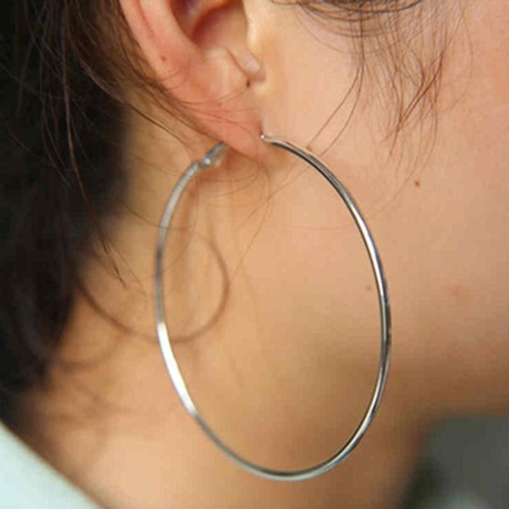 Personality Super Big Circles Hoop Earrings For Women Fashion Gold Silver Color Jewelry Trendy Retro Big Round Circle Earrings eprolo