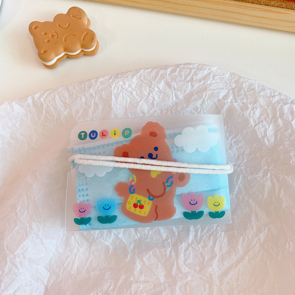 Cute Mask Storage Clip Cartoon Girl Heart Portable Folding Student Adult Temporary Storage Bag Dust-Proof Mini Carry On eprolo