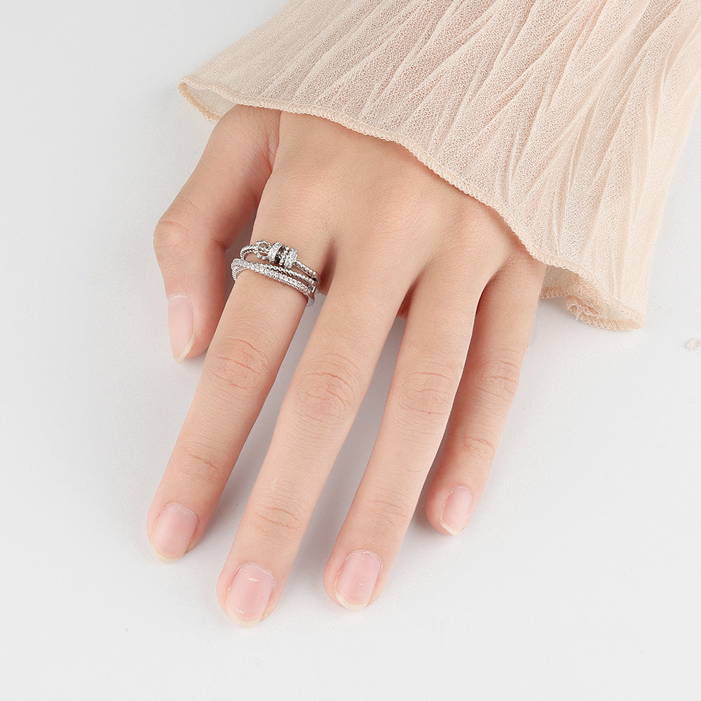 S925 Sterling Silver Rotating Ring Women's Fashion Personality El Pazar