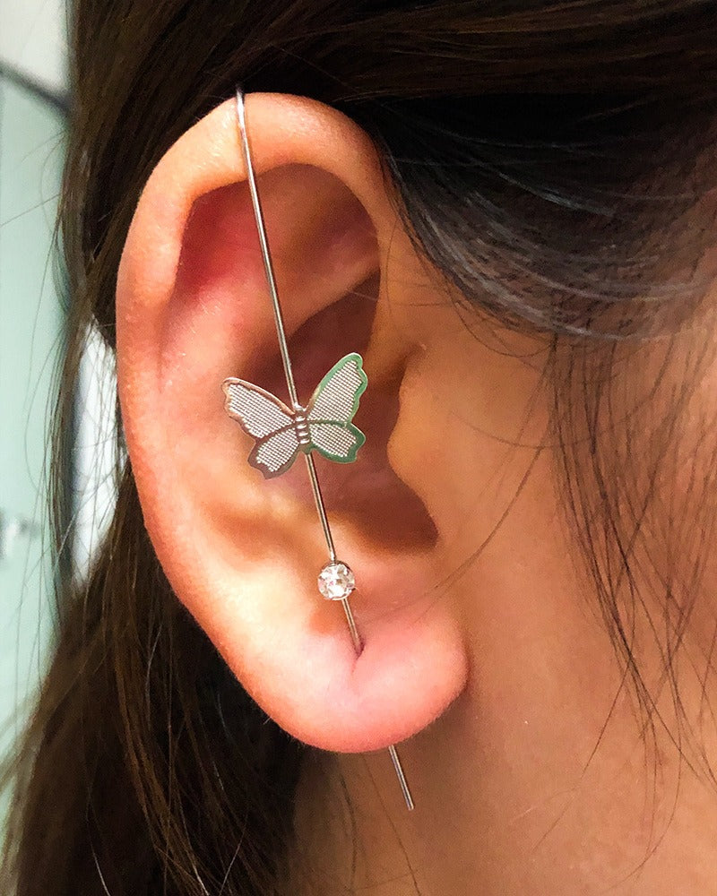 Personalized and minimalist piercing ear needles for women, lightning leaves, earlobe style diagonal earrings eprolo