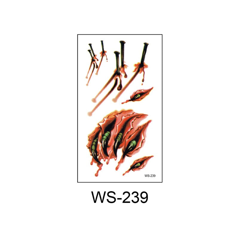 Waterproof Halloween horror wound scar face disposable temporary tattoo scar tattoo sticker eprolo