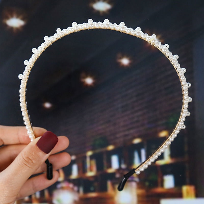 Bride's Hair Accessories Women's Handwoven Knotty Pearl Headband Japanese Korean Headdress Bow Hair Clip Crown Headband eprolo