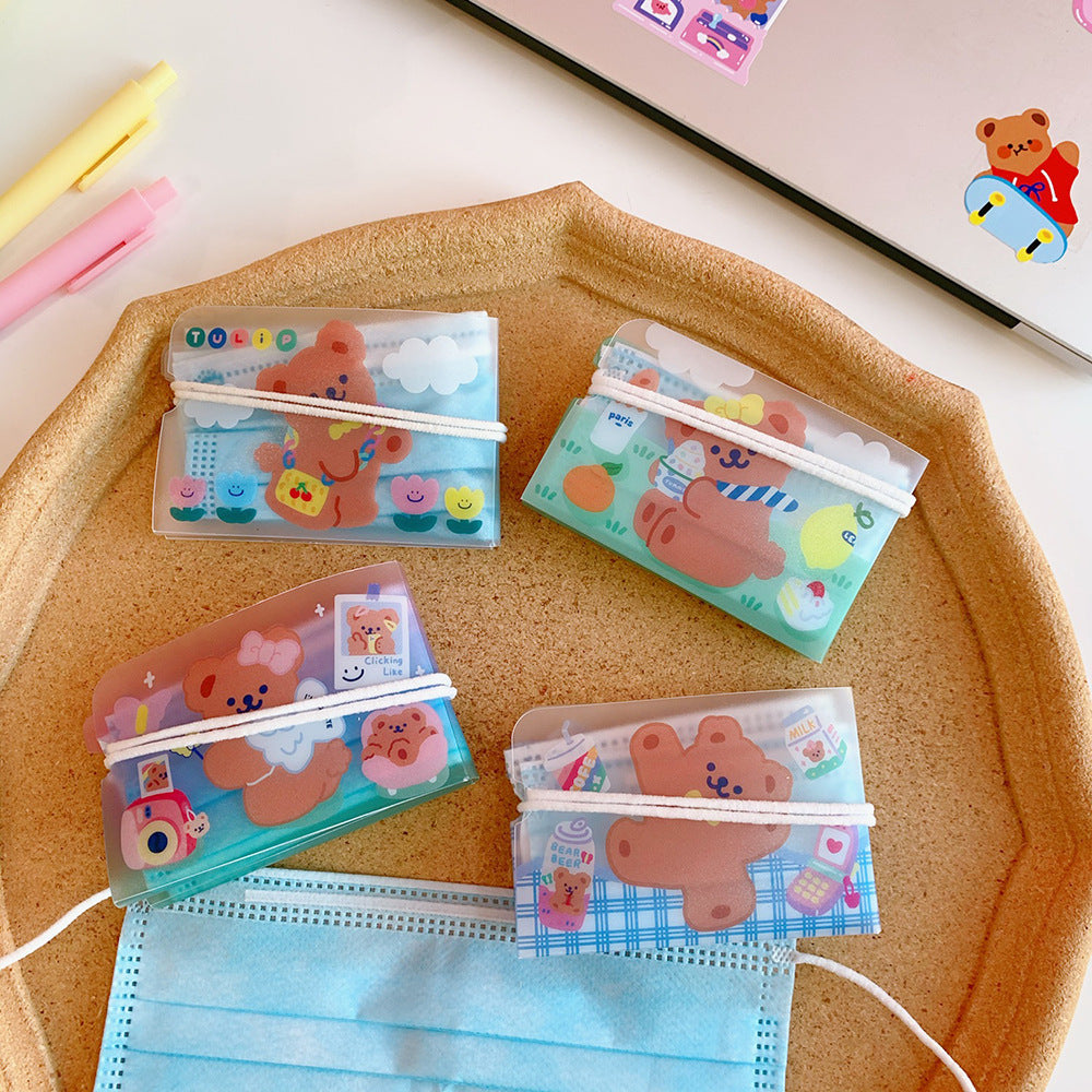 Cute Mask Storage Clip Cartoon Girl Heart Portable Folding Student Adult Temporary Storage Bag Dust-Proof Mini Carry On eprolo