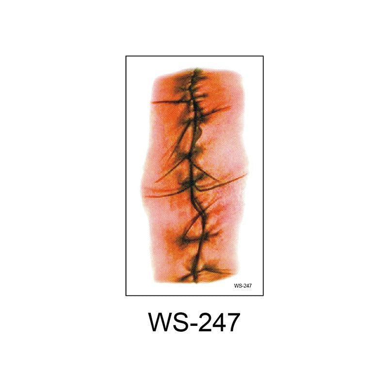 Waterproof Halloween horror wound scar face disposable temporary tattoo scar tattoo sticker eprolo
